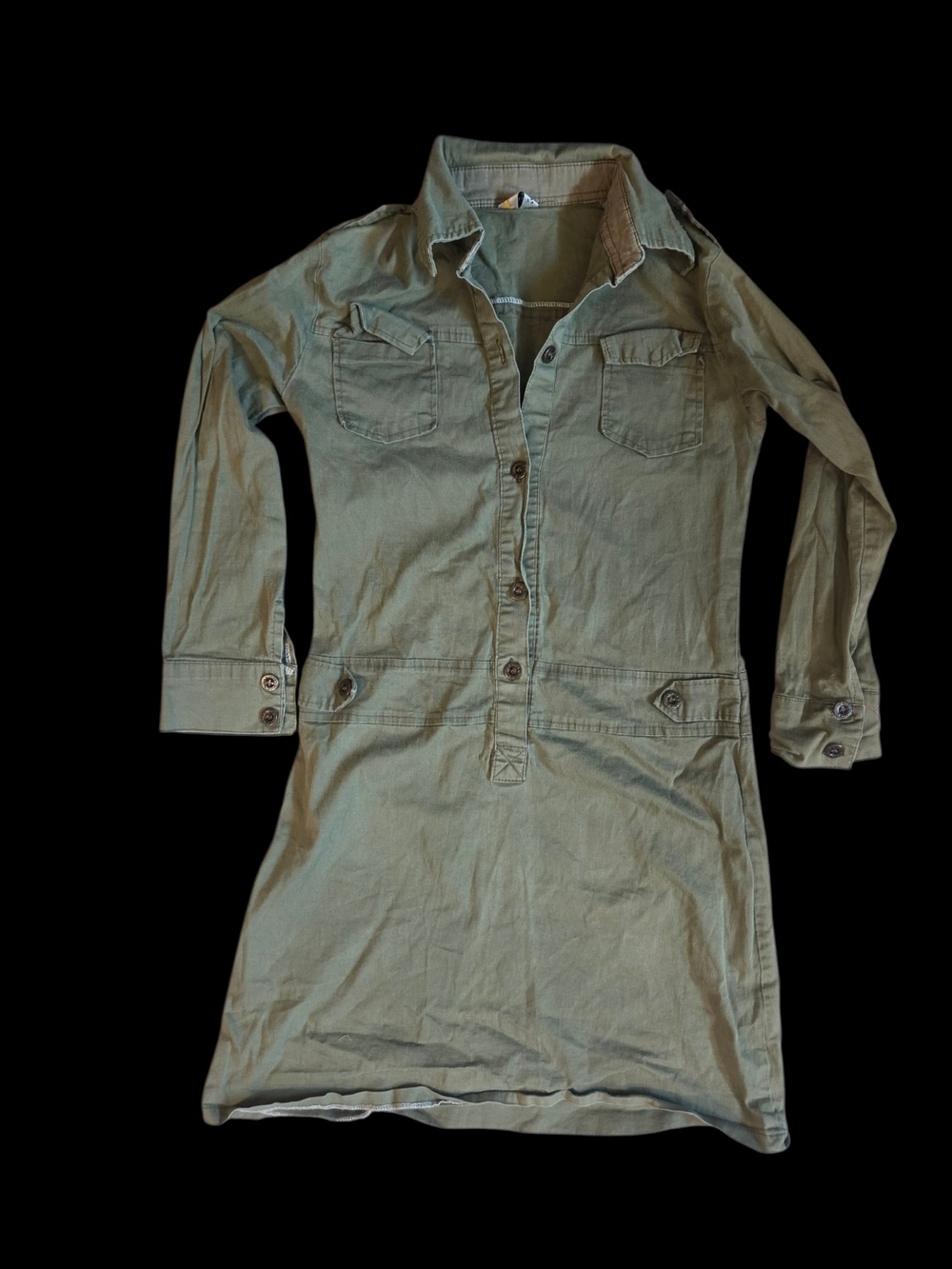 Army Green long sleeve mini dress